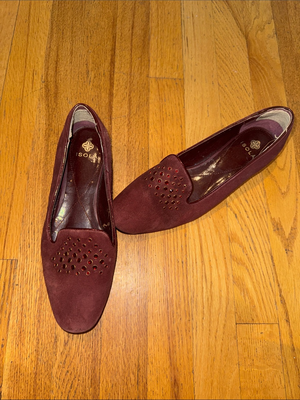 Isola Wine Burgundy Suede Loafers Women’s 9.5